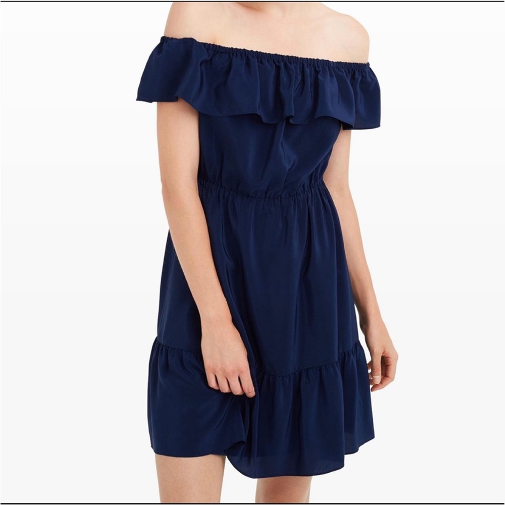 Club Monaco Navy Off-Shoulder Mini Dress